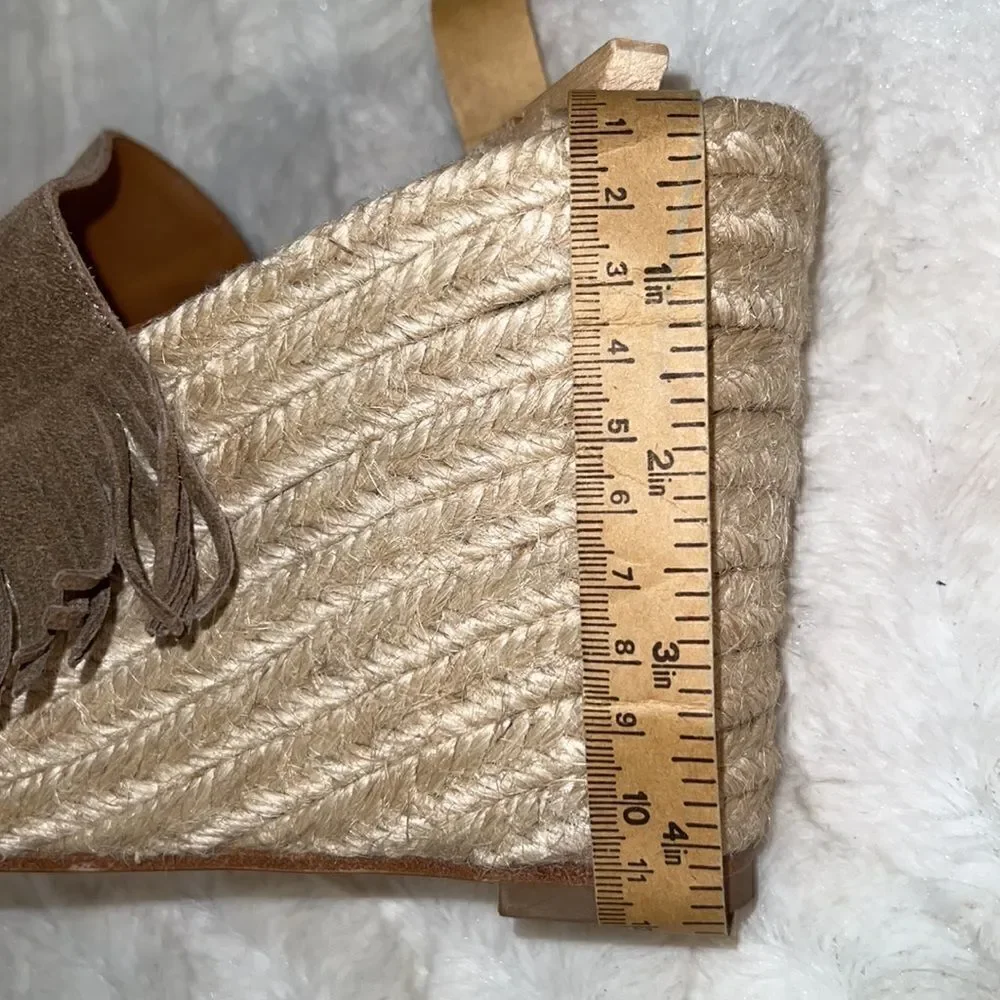 Chloe Platform Suede Fringe Espadrilles Size EU 37/ US 7